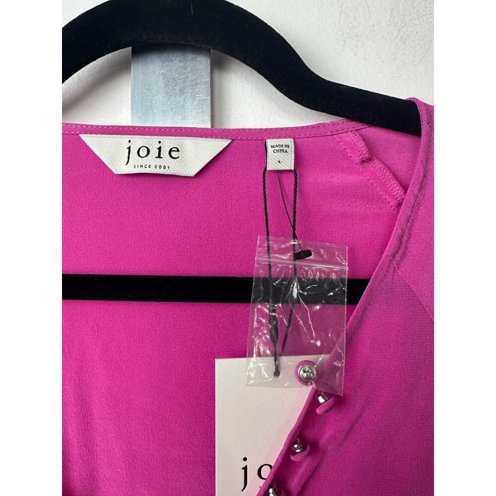 $278 Joie Shariana L LS V-Neck Blouse Top 100% Silk NEW Purple Orchid A31 - Picture 3 of 8